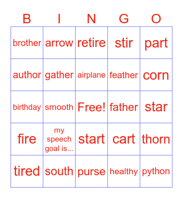 Wyatt's Bingo Card