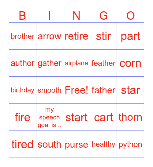 Wyatt's Bingo Card