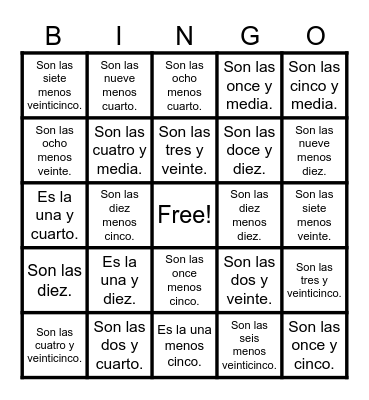 La hora 25-26 Bingo Card