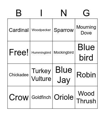 Bird Bingo Card