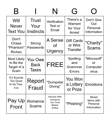 Fraud Bingo! Bingo Card