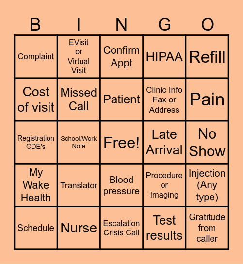 PACT Virtual Bingo Card