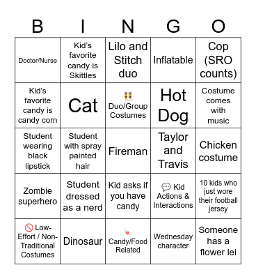 Middle School Bingo Madness Bingo Card