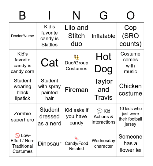 Middle School Bingo Madness Bingo Card