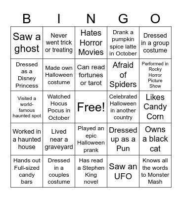 Halloween Bingo Card