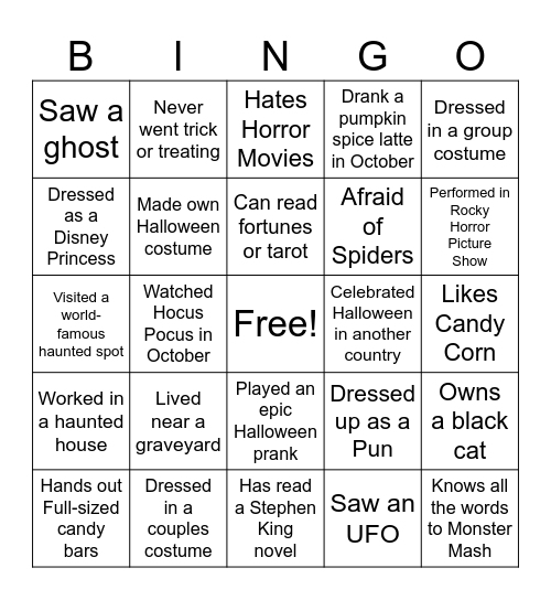Halloween Bingo Card