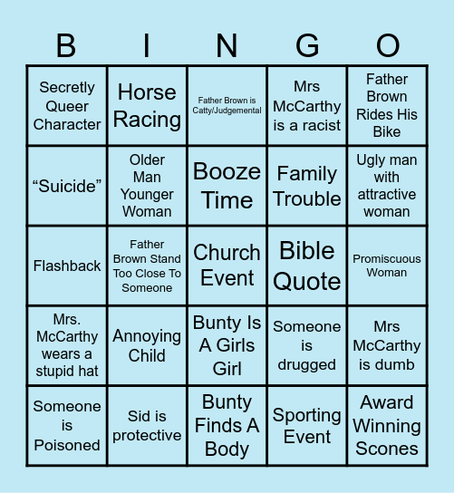 Father Brown Bingo Card