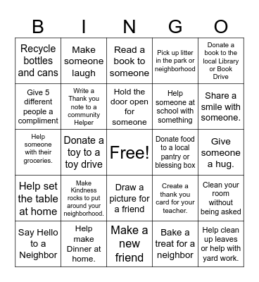 Good Neighbor Bingo Card