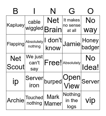 Network Bingo Card Bingo Card