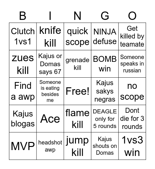 CS2 BINGO Card
