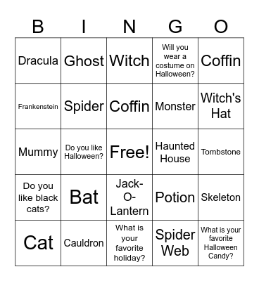 Halloween Bingo Card