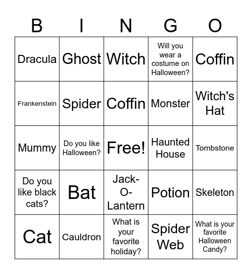 Halloween Bingo Card