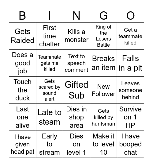 ScaredyChlo Bingo! Bingo Card