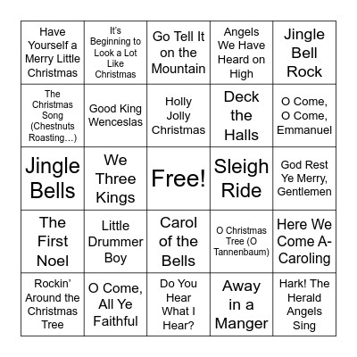 Christmas Carol BINGO Card