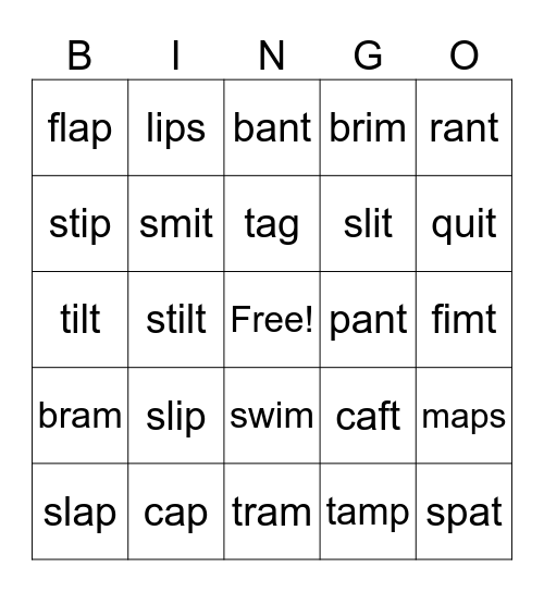 Fall CVC and Blends Bingo Card