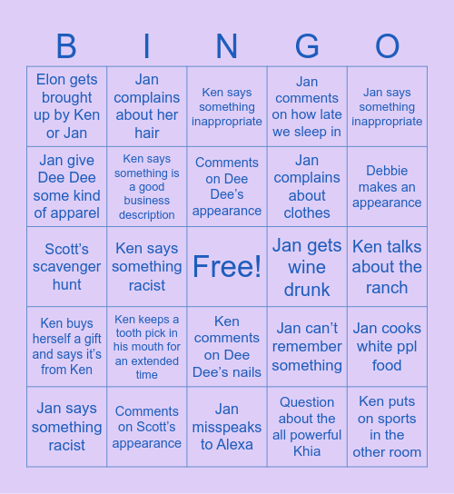 Traumingo Bingo Card