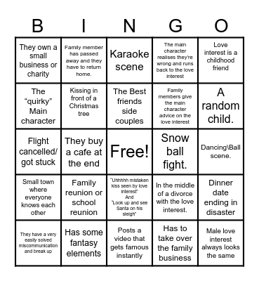 Cheesy Christmas move bingo Card