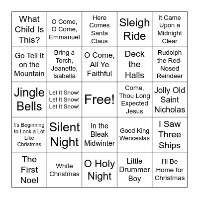 Christmas Carol BINGO Card