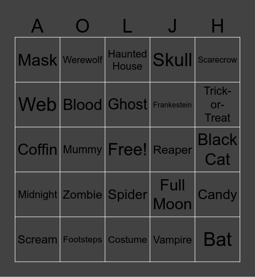 Team CF Bingo Card