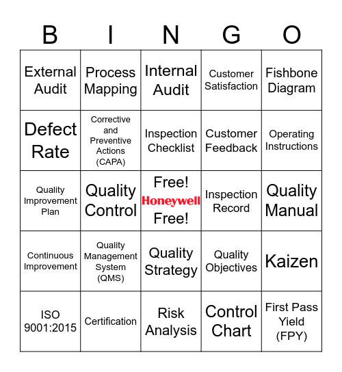 Quality Week Bingo Card