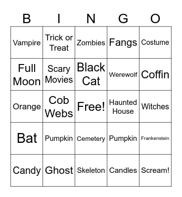 Halloween Bingo Card