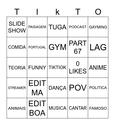 TikTok Bingo Card