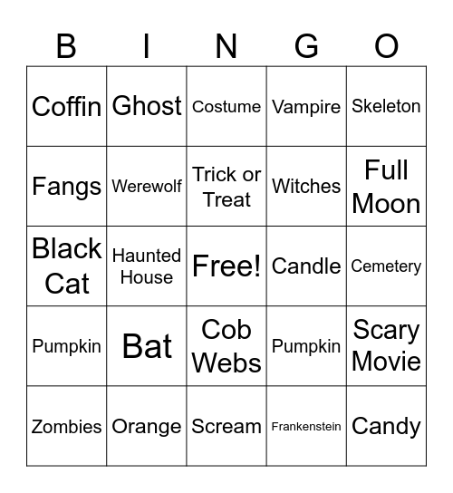 Halloween Bingo Card
