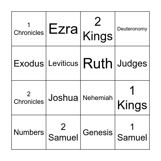 Books of the Bible Bingo (1-16) Bingo Card