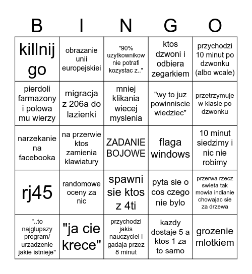 eugeniusz bingo Card