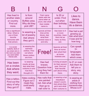Find The Guest... Bingo Card
