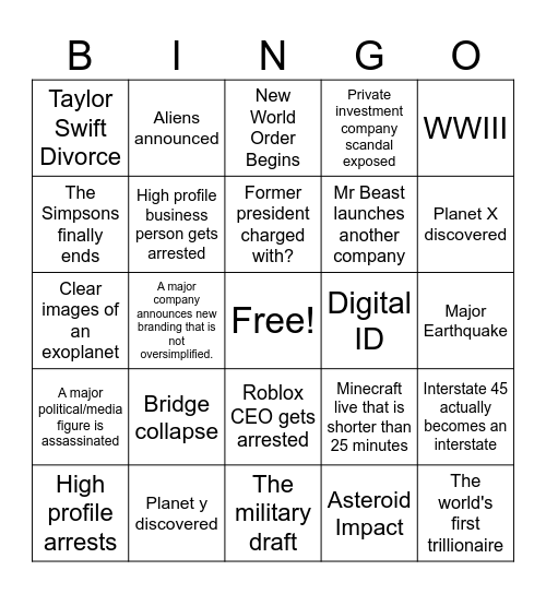 2026 Bingo Card