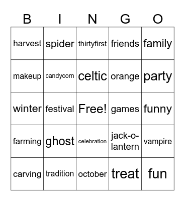 Halloween Bingo Card