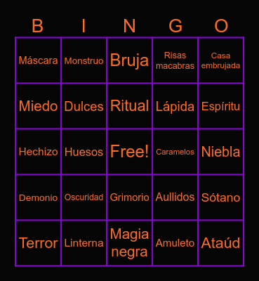 Halloween Bingo Card