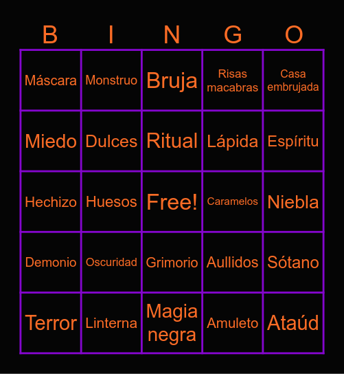 Halloween Bingo Card