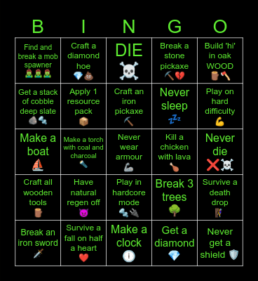 Minecraft Bingo Card