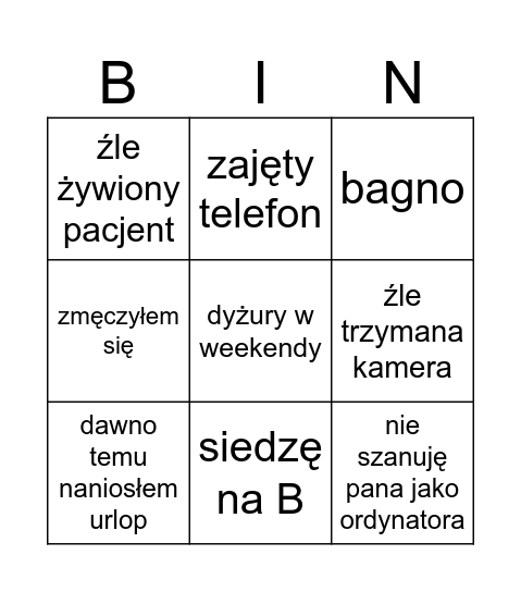 odprawa Bingo Card