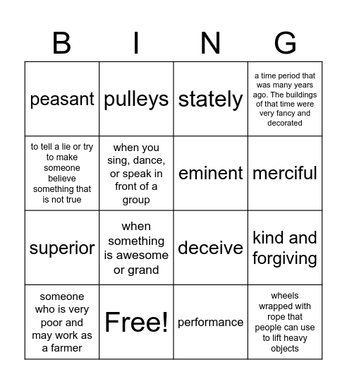 Gigi and the Wishing Ring Bingo Card