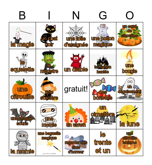Halloween - French Bingo Card