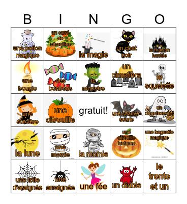 Halloween - French Bingo Card