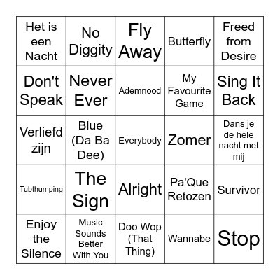 SHINS 90'S BINGO Card