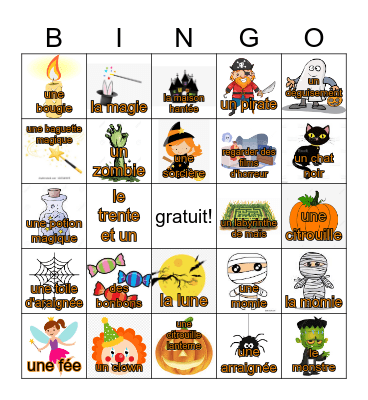 Halloween - French Bingo Card