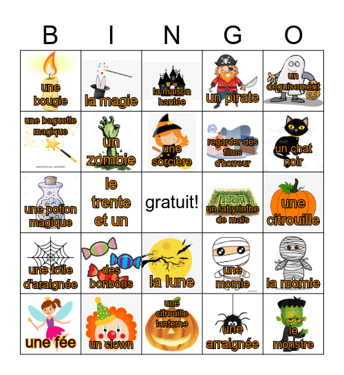 Halloween - French Bingo Card
