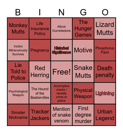 Animals Used as Weapons Bingo Card