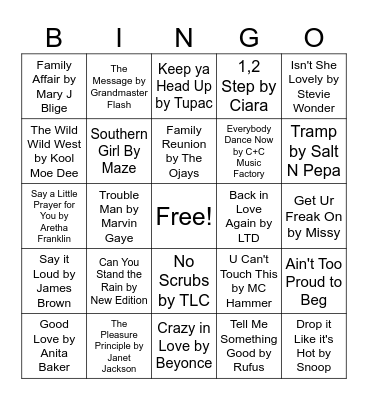 Music Bingo Card