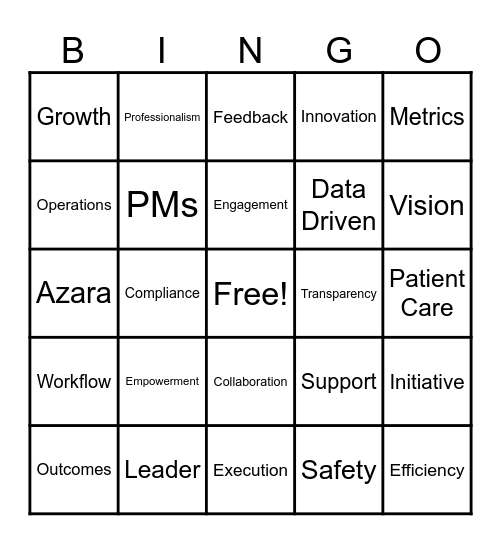 Leadership BINGO Card