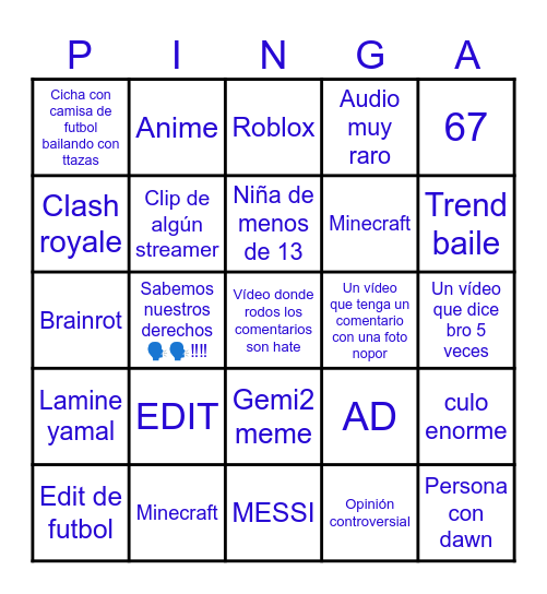 Arisco tiktok Bingo Card