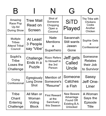 Survivor 49 Episode 6 Bingo Card