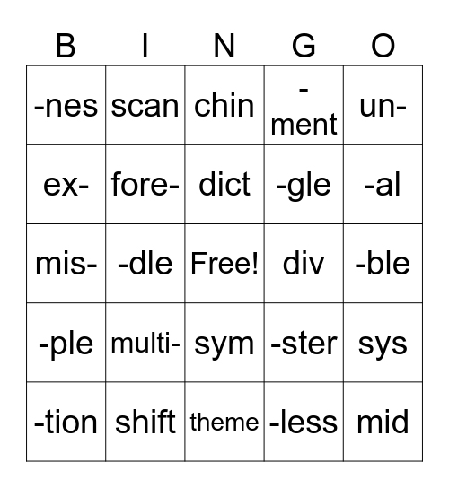 4th Grade Halloween Bingo Card