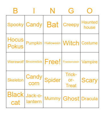 Halloween Bingo Card