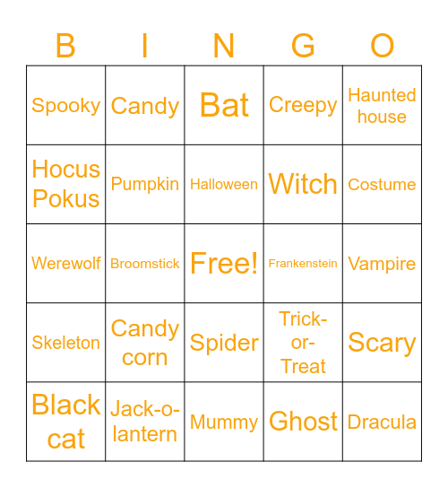 Halloween Bingo Card
